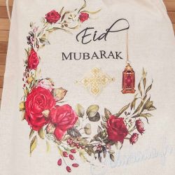 Sac en lin fleuri Eid Mubarak