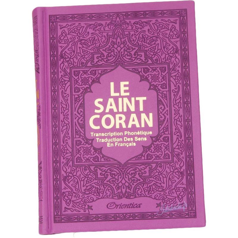 Le Saint Coran Français - Arabe - Phonétique - Edition de luxe - Couverture en cuir mauve