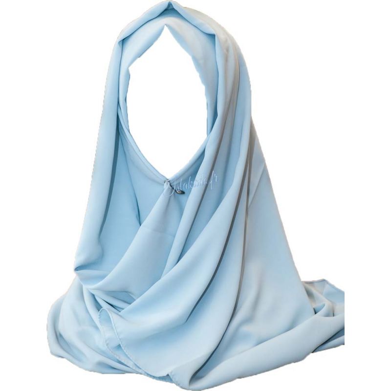 Foulard hijab bleu clair soie de Médine - SEDEF
