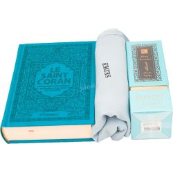Pack bleu Coran/parfum/foulard