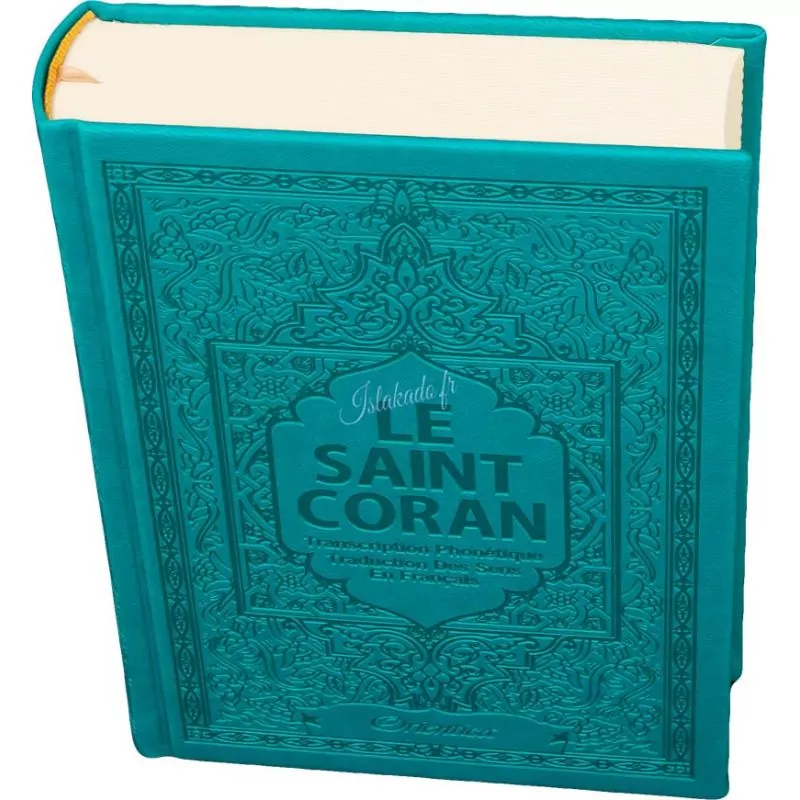 Coran bleu turquoise AR-FR-PHonétique