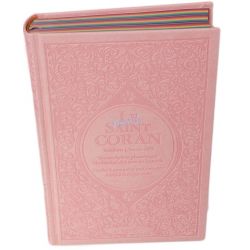 Le Saint Coran Rainbow - Arabe/ Français/ Phonétique - Rose clair - 22cm