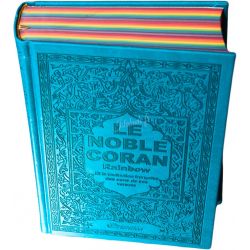Le Noble Coran Rainbow - Arabe/ Français - Bleu clair