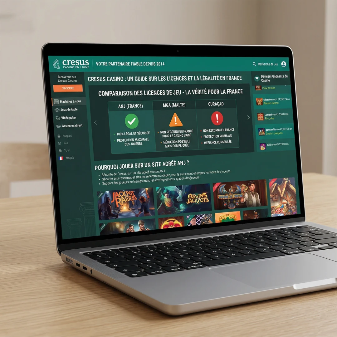 Cresus Casino interdit en France - comparatif licences ANJ, MGA et Curaçao